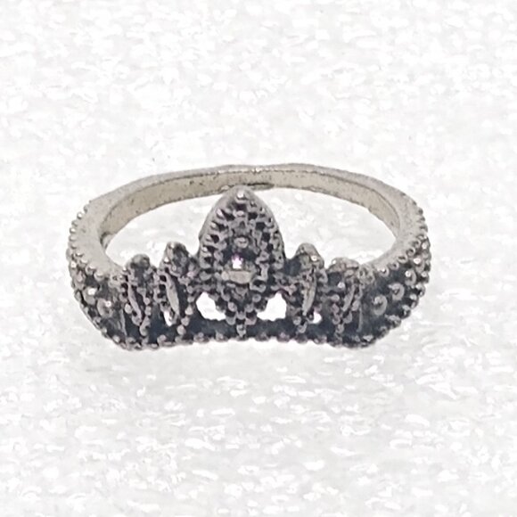 Crown Tiara Ring Size 5 Jewelry Boho Statement Piece Sterling Silver (unstamped) - Picture 5 of 6